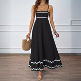 Spring and summer solid color lace splicing elegant suspender tube top super pendulum dress women