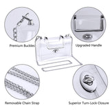 Women's Transparent evening Clutch Bag – Stylish Clear Crossbody Shoulder purse with Removable Gold Chain Strap