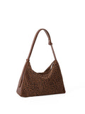 Leopard print autumn and winter small hobo bag, fashionable large capacity shoulder bag women, retro design commuter shoulder handbag