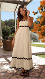 Summer solid color lace stitching elegant suspender tube top super pendulum dress