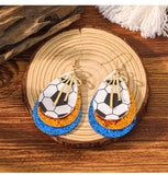 Sports Team Faux Leather Earrings - Volleyball, Basketball, Football, Baseball Geometric Drop Dangle Earrings
