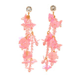 Vacation Pink Rice Bead Flower Luxury Tassel Earrings Boho Sweet Girl Earrings