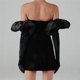 Women's Velvet Wrap Mini Dress - Sexy Backless & Off-Shoulder Party Dress