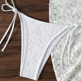 Women's Bikini Swimsuit 3 Piece Set with Star Pattern Lace Cover Up Skirt and Adjustable Straps