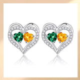 Sterling Silver Birthstone Heart Earrings