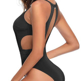 Solid Color One Piece Swimsuit Women's Backless Sexy Bikini