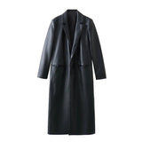 Women Loose-Fit Faux Leather Coat