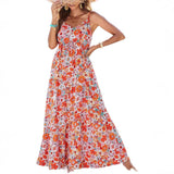 Summer Dress Casual Women's Bohemian Sleeveless Print Long Layered Long Dress Beach Dress