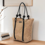 Hollow-Out Paper Rope Woven Tote – Large Straw Shoulder Bag, Commuter Beach Portable Purse