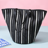 Women’s Winter Canvas Tote – Premium Large Striped Shoulder Bag, Minimalist Custom Wholesale Handbag