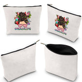 Linen printed cosmetic bag, cosmetic lipstick storage bag, small simple zipper evening clutch bag,