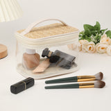 Large capacity PVC straw makeup bag for women,Portable travel toiletry bags, cosmetics portable storage bags, lightweight makeup bags,