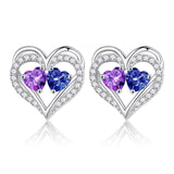 Sterling Silver Birthstone Heart Earrings