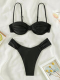 Bikini sexy solid color swimsuit women split swimsuit women bikini