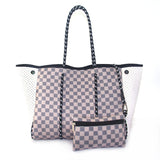 Camo Leopard Black Print Beach Tote – Women’s Neoprene Travel Bag, Diving Fabric Casual Handbag