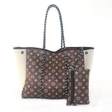 Camo Leopard Black Print Beach Tote – Women’s Neoprene Travel Bag, Diving Fabric Casual Handbag