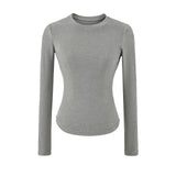 Hourglass Waist Long Sleeve T-Shirt beige
