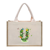 Cotton and linen canvas tote bag, printed letter tote bag, portable light handbag, gift shopping bag