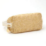 Travel makeup bag,Makeup bag organizers,Makeup bags small, woven cosmetics storage bag, portable waterproof cosmetic bag, small straw travel storage bag