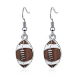 Rhinestone Football & Rugby Earrings for Women - Sparkling Sports Fan Dangle Drop Stud Earrings