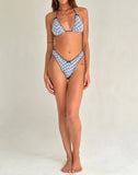 Ins Style Sweet Pure Desire Style Bow Floral Stripe Two Piece Vacation Swimsuit Women Bikini