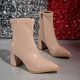 Chunky Heel Pointed Toe Ankle Boots