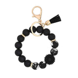 PU Tassel Keychain Women's Bag charm Silicone Beaded Keychain Wristlet Key Ring Bracelet Cute Car Key Chain Holder for Women Girls