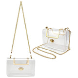 Women's Transparent evening Clutch Bag – Stylish Clear Crossbody Shoulder purse with Removable Gold Chain Strap