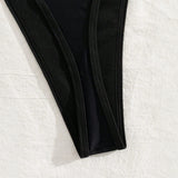Ins Niche French Style Sexy Metal Ring Pure Desire Halterneck Retro Girl Bikini Swimsuit Set