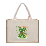 Cotton and linen canvas tote bag, printed letter tote bag, portable light handbag, gift shopping bag