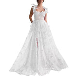 Spaghetti Strap Flower Fairy High-End Gown Banquet Party Elegant Evening Dress
