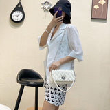 Women's Rhombus Diamond Chain Bag - Small Hobo Crossbody Shoulder Bag