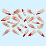 Christmas French tips autumn and winter white handmade wear nail cat eye manicure wear nail pure desire advanced sense fake nail patch