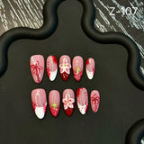 Gradual change Carved Almond Handmade Removable Press on NailsHandmadePress on Nails