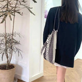 Polka dot tote bag, versatile portable shoulder bag, large-capacity environmentally friendly hobo bag for women