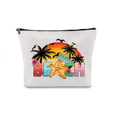 Linen printed cosmetic bag, cosmetic lipstick storage bag, small simple zipper evening clutch bag,