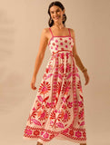 Women's Summer Floral Print Dress - Vacation Style Midi