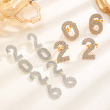 Zircon Inlaid Number Tassel Earrings & Ring Set Luxury Party Jewelry