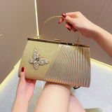 Evening Handbag Wedding bag Clutch bag Dress bag pleated skew dinner party - AfterAmour