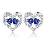 Sterling Silver Birthstone Heart Earrings