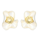 Luxury Matte Wavy Petal Earrings with Geometric Gold Ball Unique Design