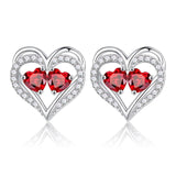 Sterling Silver Birthstone Heart Earrings