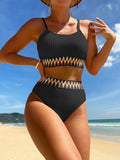 Women's High Waist Two Piece Swimsuit Multi Color Bikini Sexy Split Style