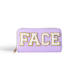 Women's alphabet embroidered wallet, long coin purse, nylon zipper ticket holder, multi-function card bag