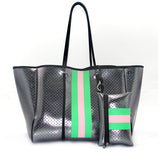 Camo Leopard Black Print Beach Tote – Women’s Neoprene Travel Bag, Diving Fabric Casual Handbag