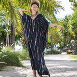 Cotton Ombre Beach Robe ¨C Loose Striped Bikini Cover-Up Dress, Vacation Maxi Kimono