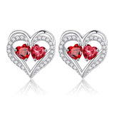 Sterling Silver Birthstone Heart Earrings