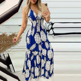 Summer Bustier Spaghetti Strap High Waist Printed Maxi Dress Sexy Women's Dress