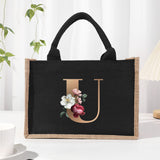 Cotton and linen canvas tote bag, printed letter tote bag, portable light handbag, gift shopping bag