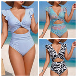 One Piece Ruffled Swimsuit Tummy Control High Waist Bathing Suit for Bikini